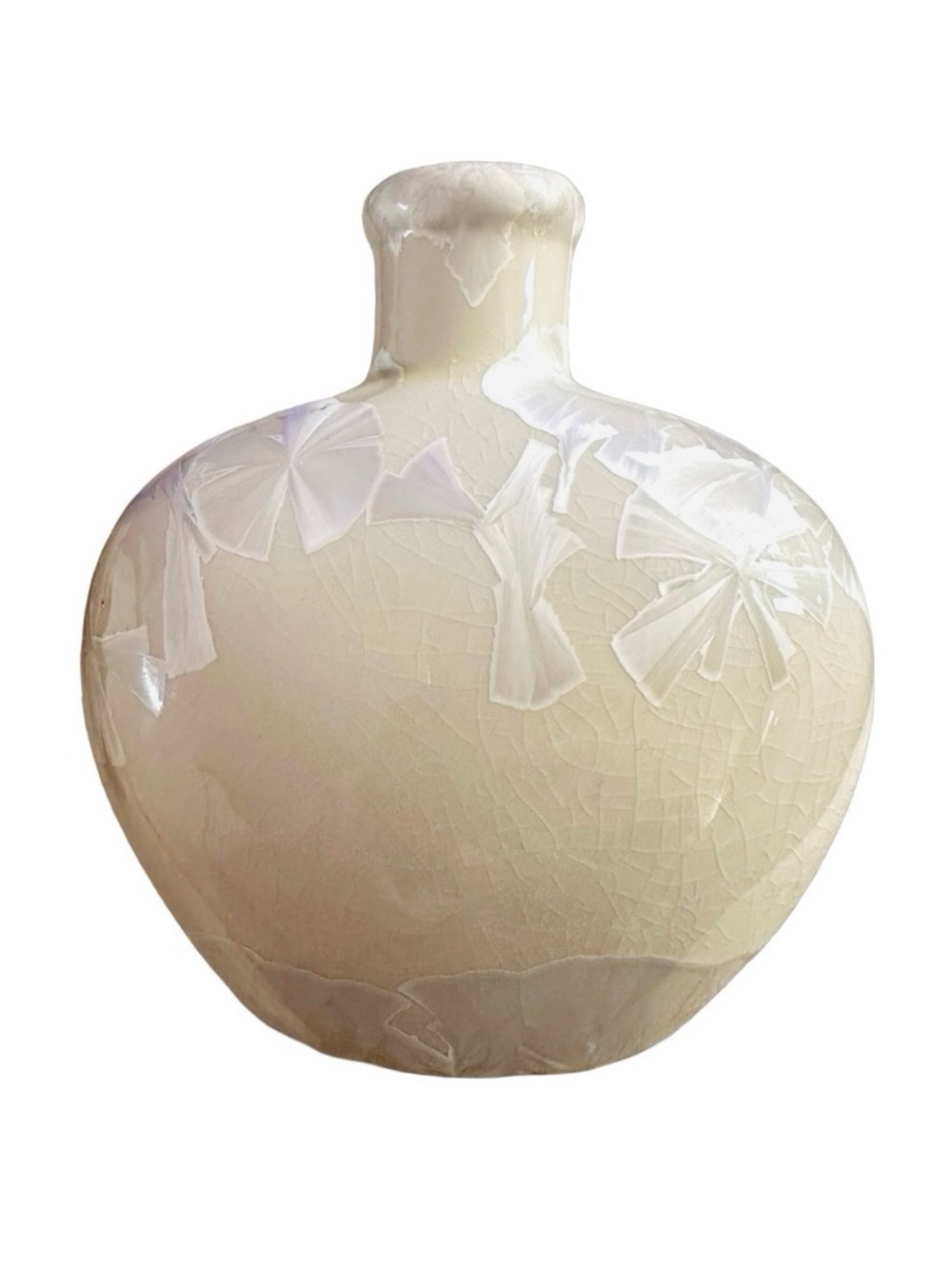 Duly Mitchell Style Crystalline Porcelain Vase 6” Glazed Art Pottery Ivory